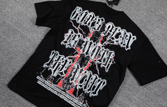 GLAZA GOD Thorns Rhinestone Lightning Graphic T-Shirt