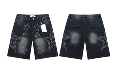 Vale Forever Star Rhinestone Cargo Denim Shorts