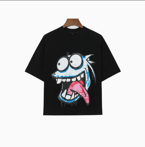 Blue Face Monster Graffiti Black Graphic Tee