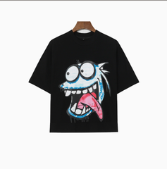 Blue Face Monster Graffiti Black Graphic Tee