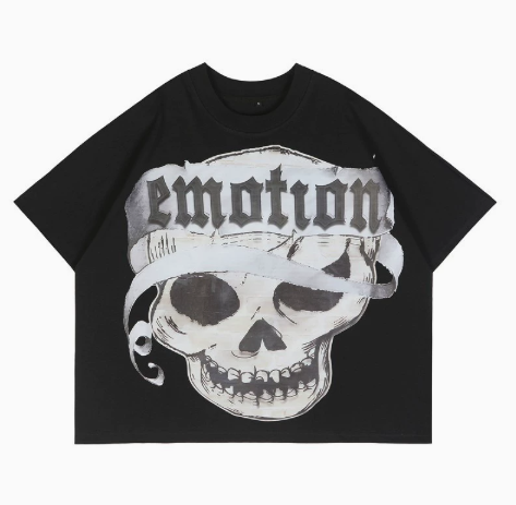 Emotion Gothic Skull Ribbon Graphic Tee