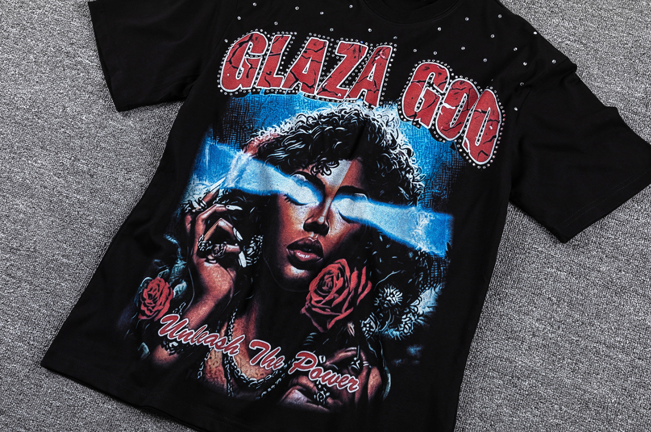 GLAZA GOD Roses & Roses Red Skull Graphic T-Shirt