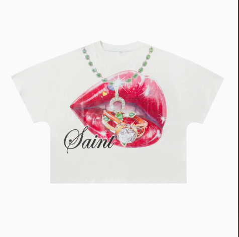 Saint Luxe Red Lips Jewelry Graphic Tee
