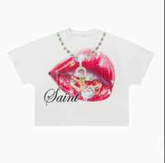 Saint Luxe Red Lips Jewelry Graphic Tee