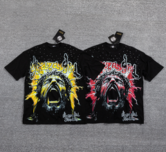 GLAZA GOD Golden Thunder Rhinestone Graphic T-Shirt