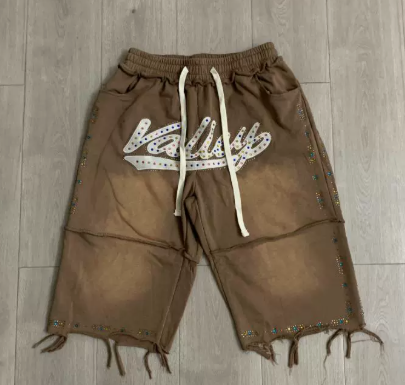 Vale Forever Valley Rhinestone Brown Sweat Shorts