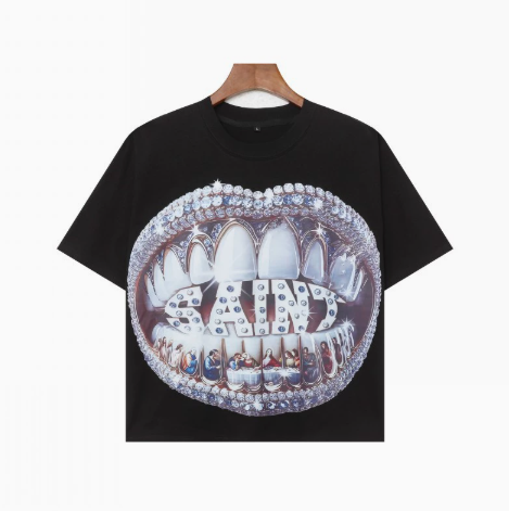 Saint Rhinestone Grillz Graphic Oversized Tee