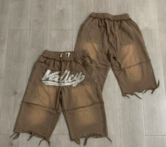 Vale Forever Valley Rhinestone Brown Sweat Shorts