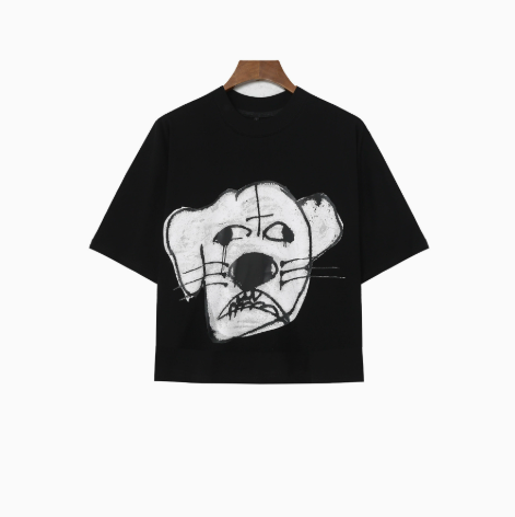Graffiti Dog Face Black Graphic Tee