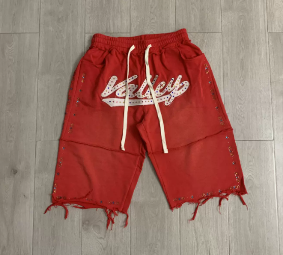 Vale Forever Valley Rhinestone Red Sweat Shorts
