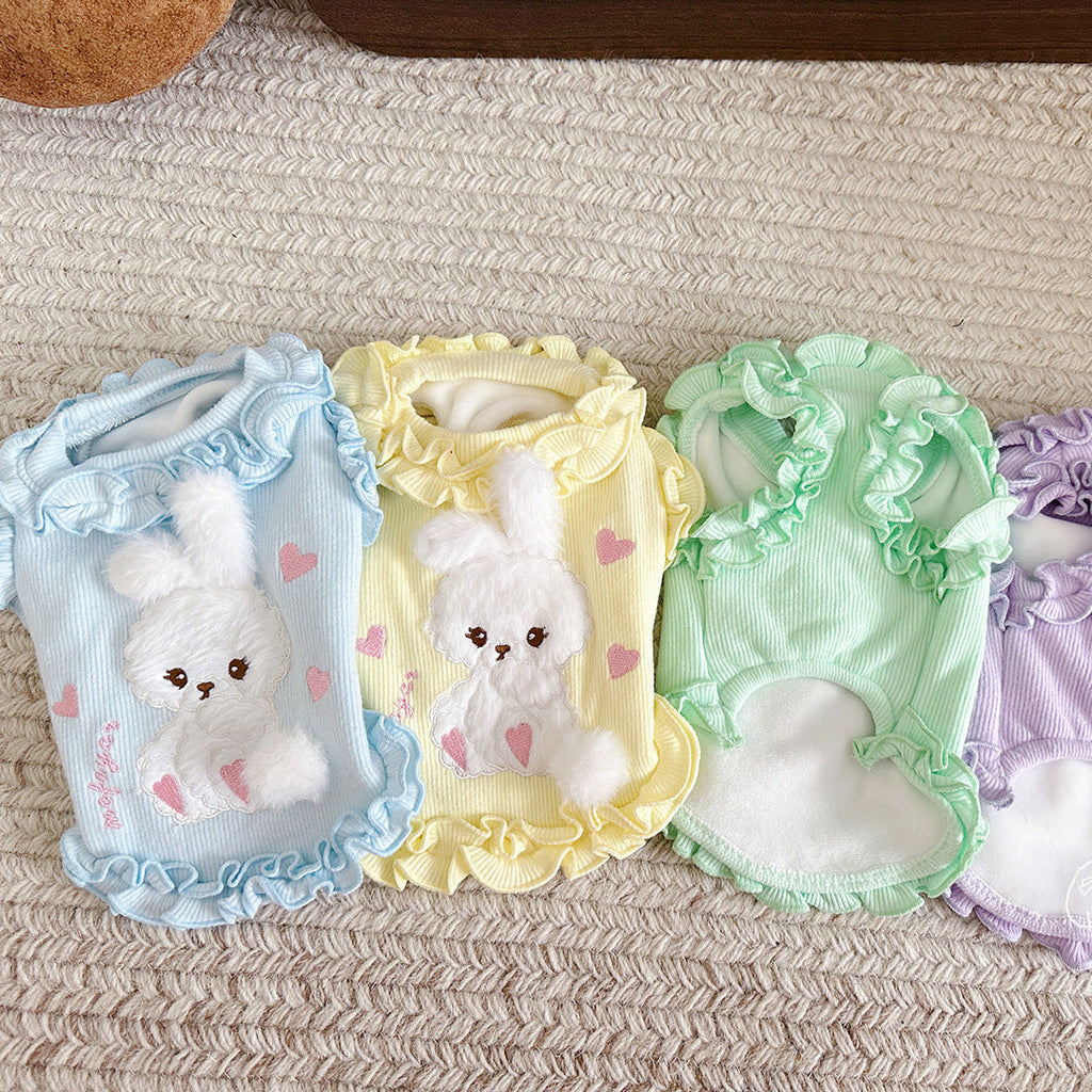 Fleece Rabbit Decor Ruffled Dog Cat Vest