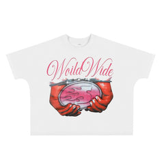 Cross border foreign trade wholesale Billi0n hip-hop high street fashion brand cartoon pattern graffiti off shoulder sleeves couple short sleeved T-shirt (1)