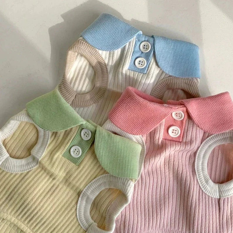 Breathable Contrast Color Collar Dog Cat Vest
