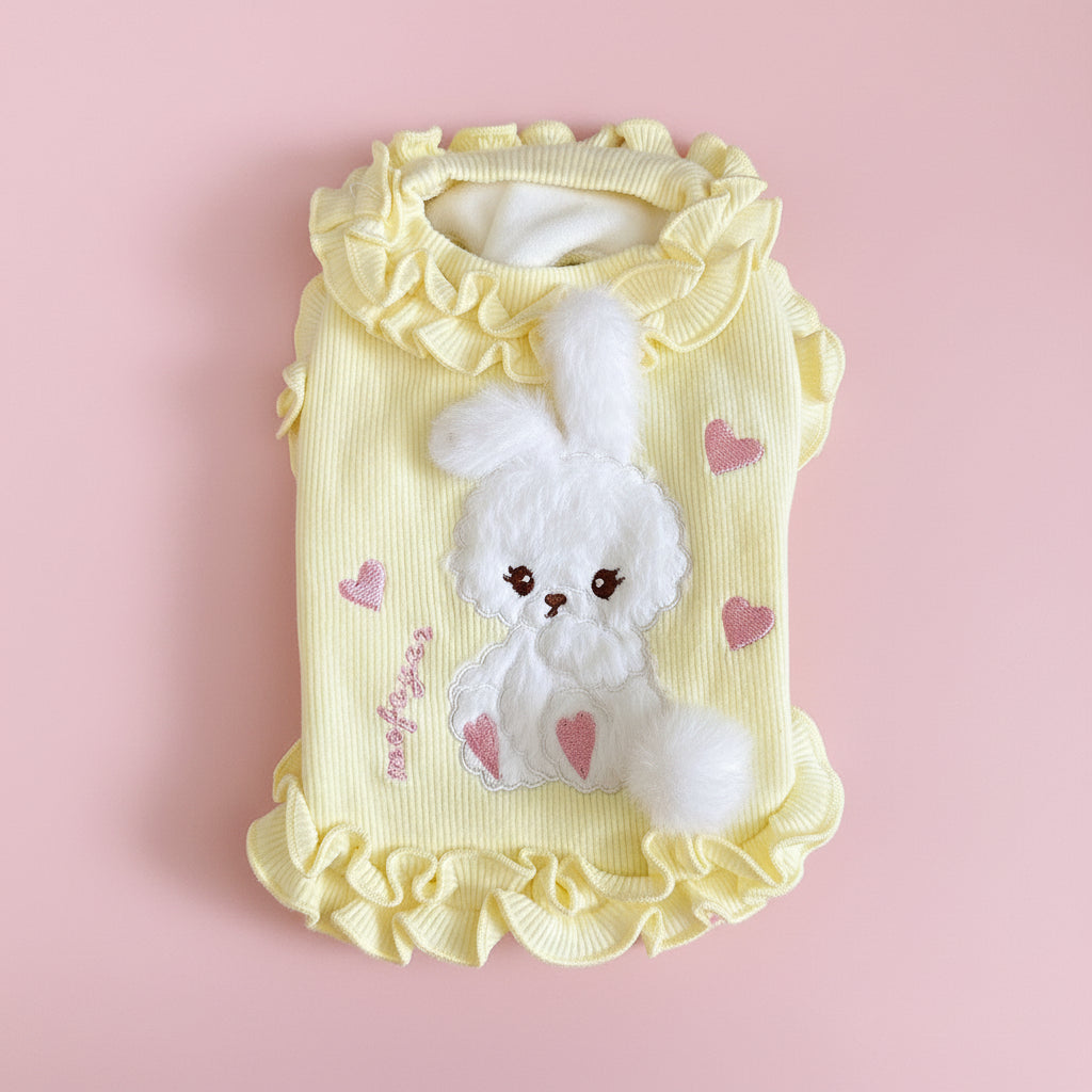 Fleece Rabbit Decor Ruffled Dog Cat Vest