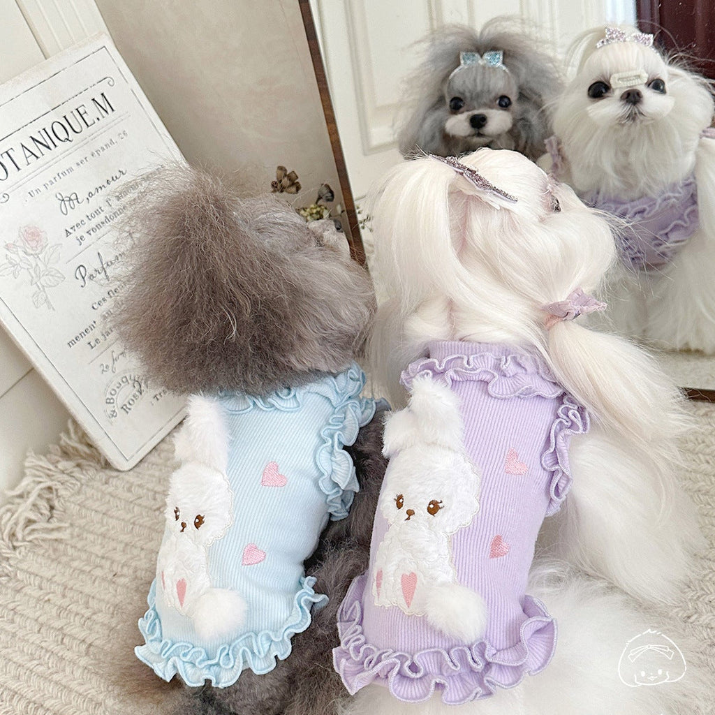 Fleece Rabbit Decor Ruffled Dog Cat Vest