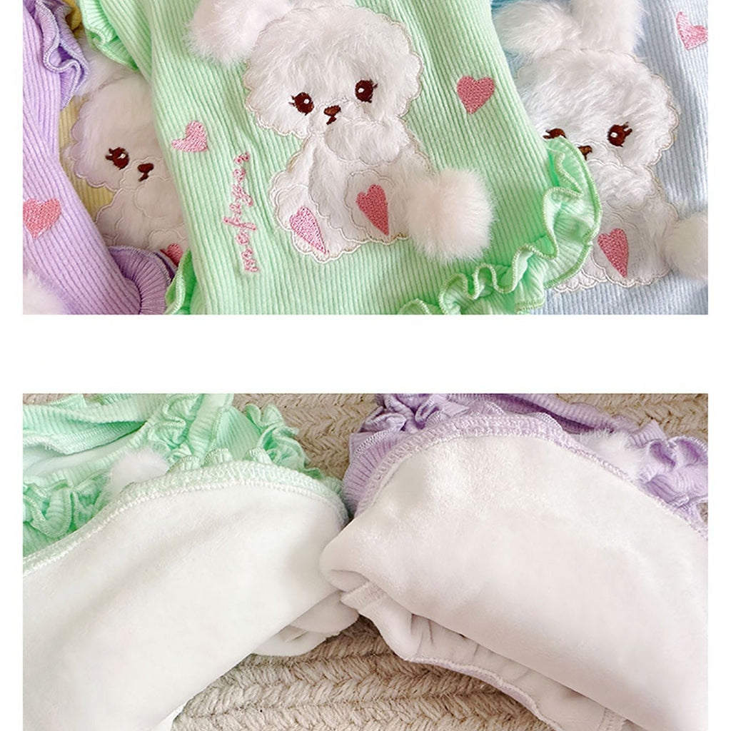 Fleece Rabbit Decor Ruffled Dog Cat Vest