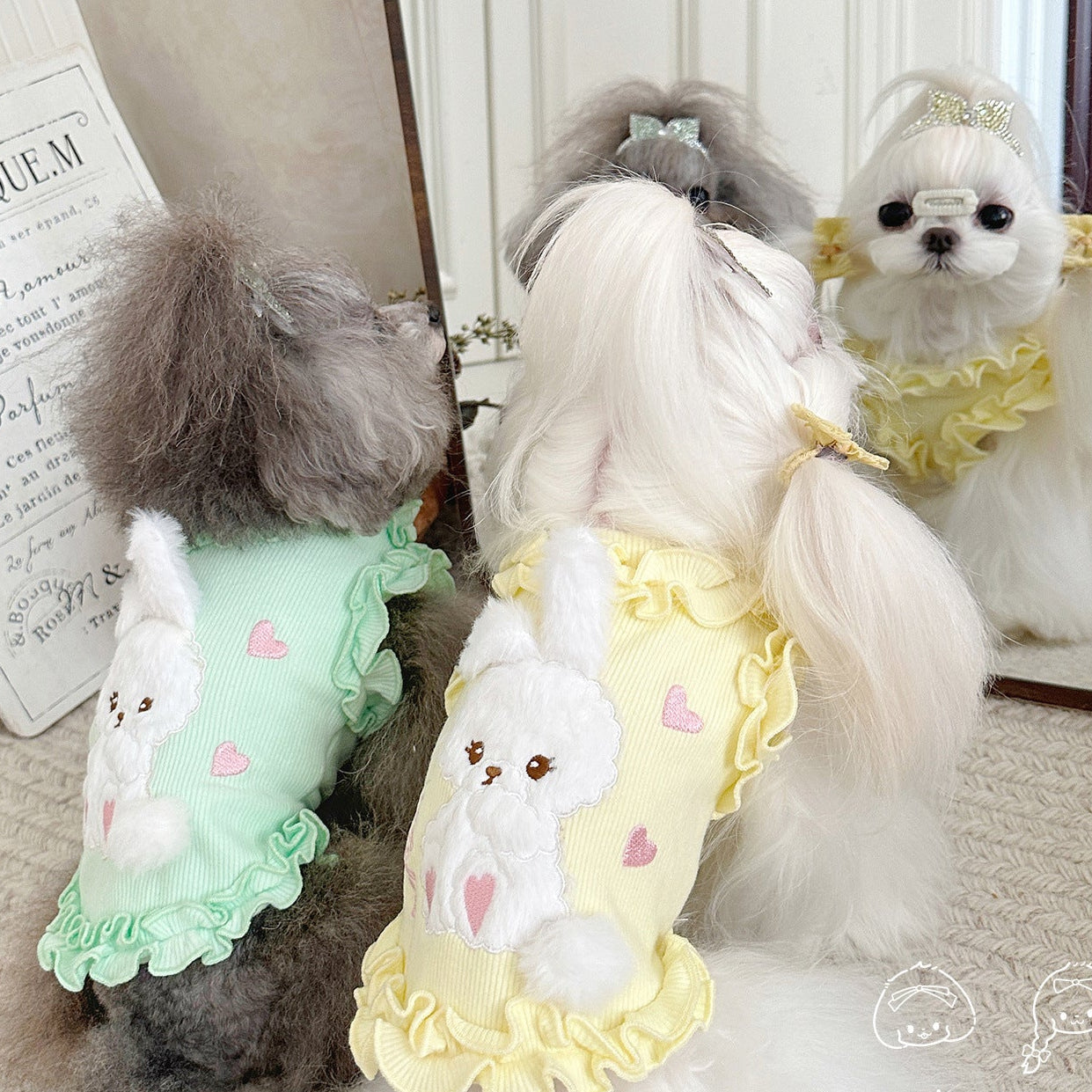 Fleece Rabbit Decor Ruffled Dog Cat Vest