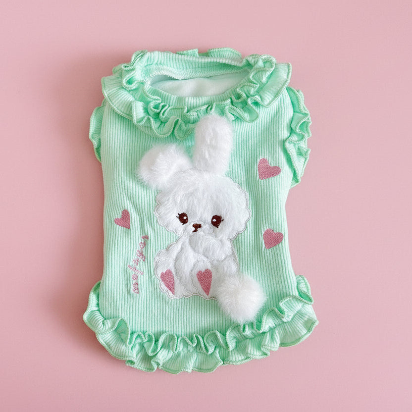 Fleece Rabbit Decor Ruffled Dog Cat Vest