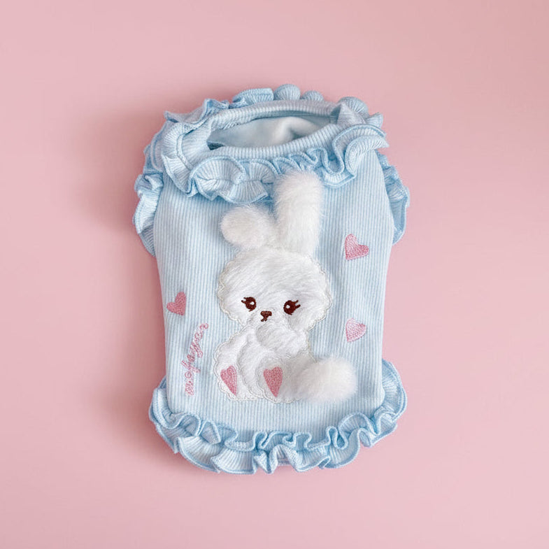 Fleece Rabbit Decor Ruffled Dog Cat Vest