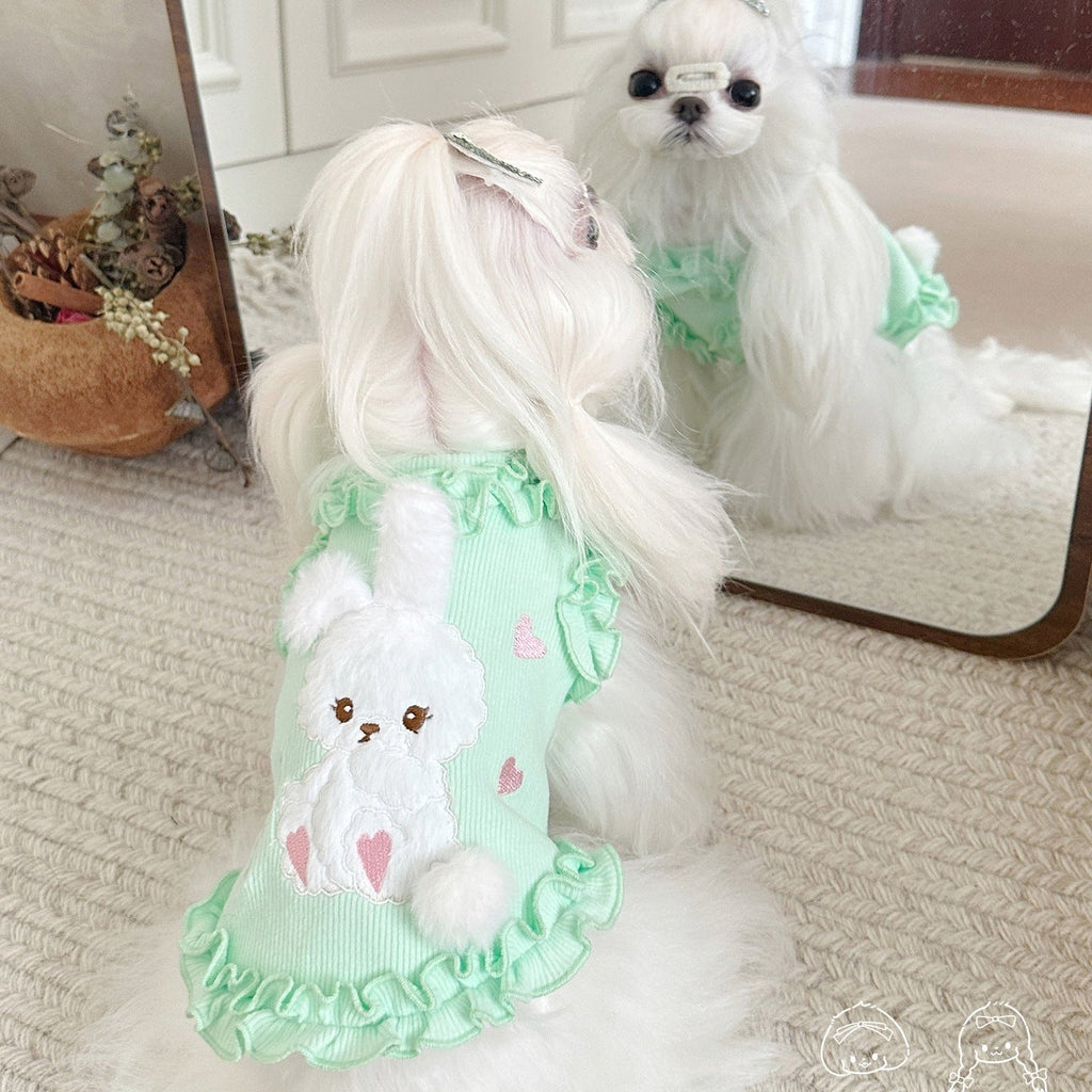 Fleece Rabbit Decor Ruffled Dog Cat Vest