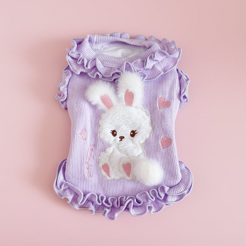 Fleece Rabbit Decor Ruffled Dog Cat Vest