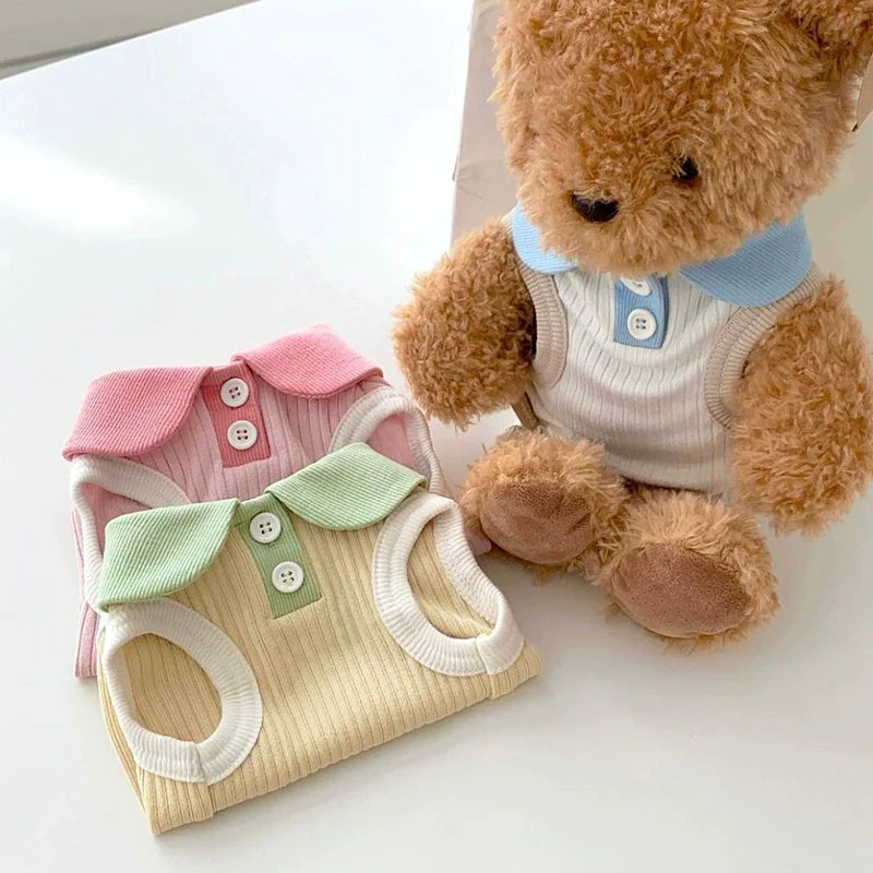 Breathable Contrast Color Collar Dog Cat Vest