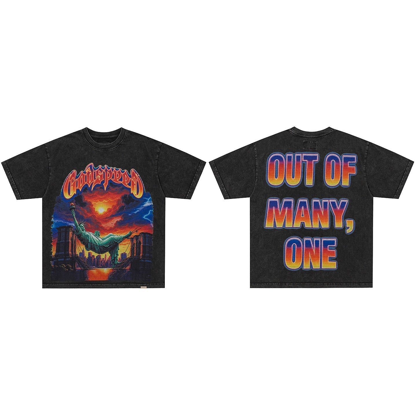 GodSpeed Out Of Many Washed Black T-Shirt