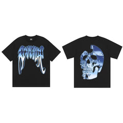 REVENGE Blue Skull Graphic T-Shirt