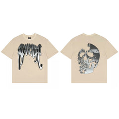 REVENGE Beige Skull Graphic T-Shirt