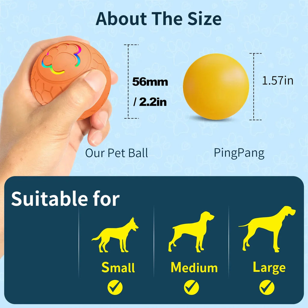 Interactive Rechargeable Pet Toy Ball – Automatic Bouncing & Rolling with RGB LED Lights for Dogs & Cats