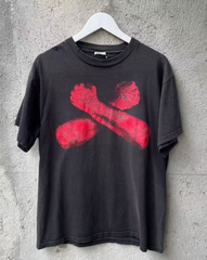 Red Crossbones Distressed Vintage Streetwear Tee