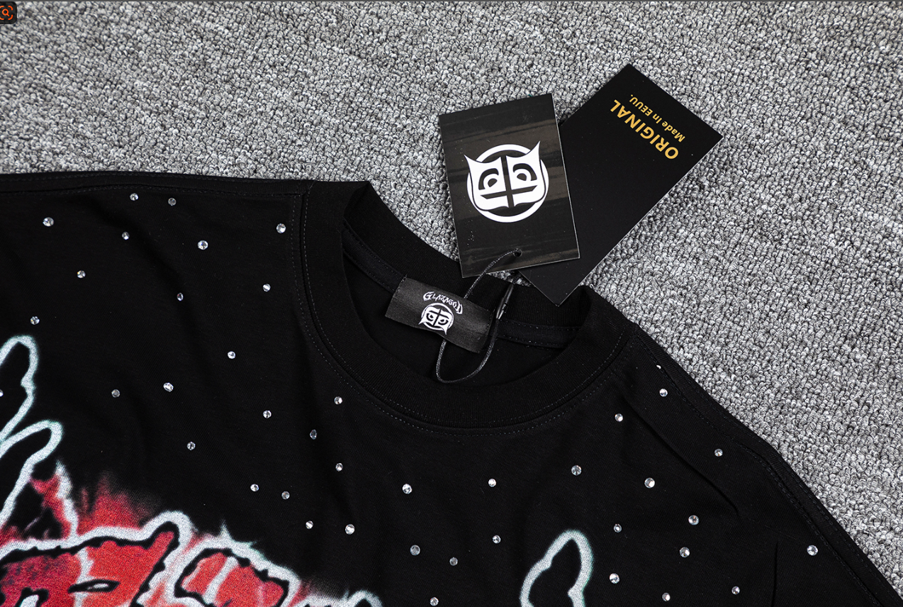 GLAZA GOD Thorns Rhinestone Lightning Graphic T-Shirt